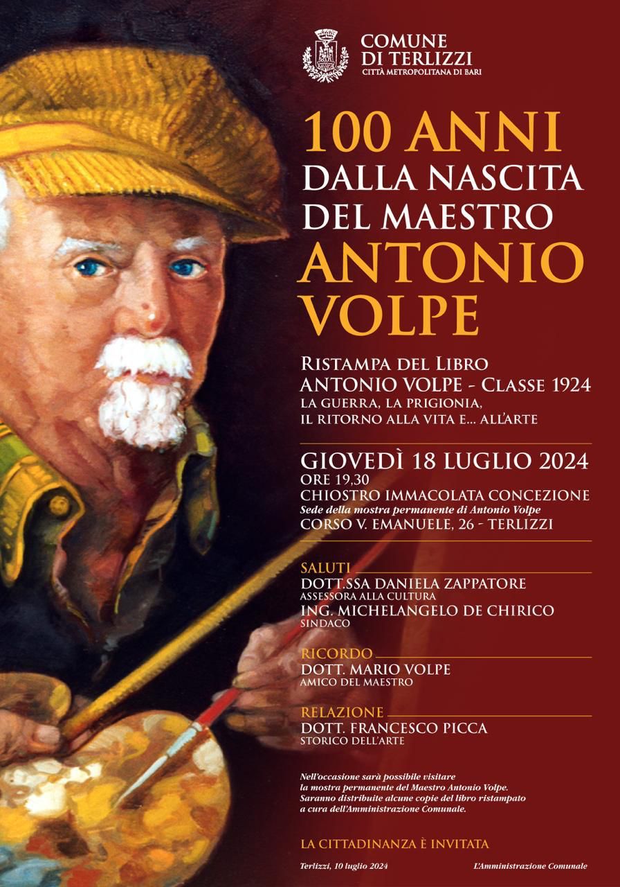 TERLIZZI 18 Luglio 2024. Chiostro Immacolata Concezione. 100 anni dalla nascita del Maestro Antonio Volpe